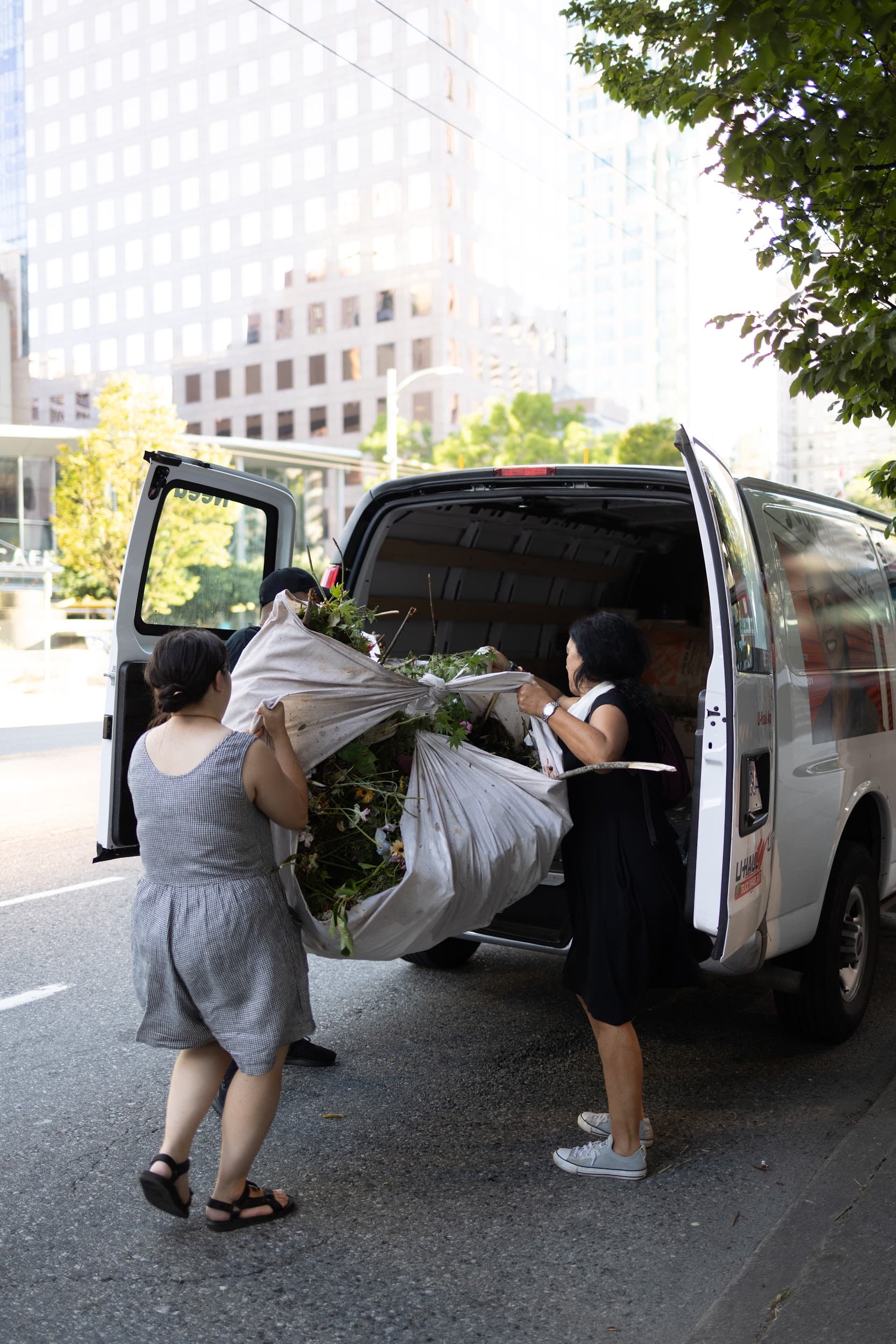 Detail of the zero-waste floral design for the Volvo event